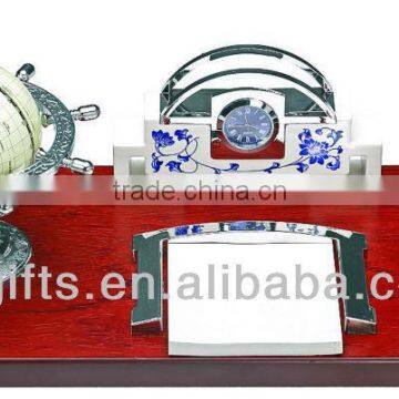 Wood Globe & Name Card & Pen Holder Office Stationary Desktop Set Gift-38