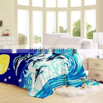 100% polyester flannel fleece print blanket with sherpa blanket /double layer blanket/polyester mink blanket