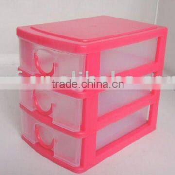 pink small 3 layers plastic drawer