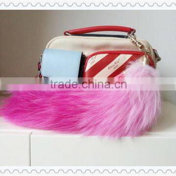 Top quality Gradient Color Fox Tail Fur bag charm in 35cm