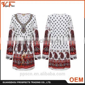 OEM New Fashion latest design lady summer beaded V-neck Long Sleeve plus size women dresses                        
                                                Quality Choice