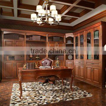 New Design Tall Antique Book Cabinet Solid Wood Bookcase With Study Table