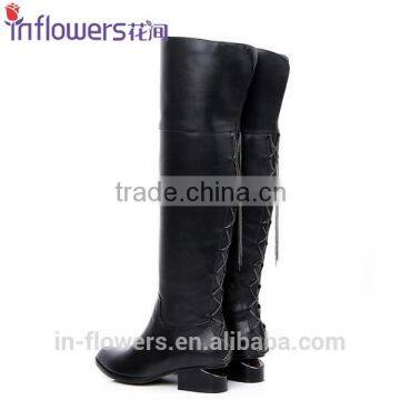 High quality handmade women flat boots over knee boot shoes