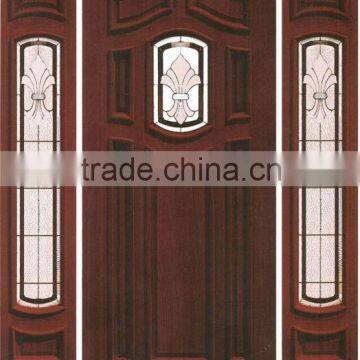 Exterior American New Design Wooden Doors With Side Lites DJ-S9522MST