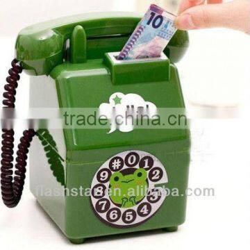 promotional plastic telephone shape coin bank/ money box/piggy bank