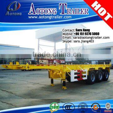 AOTONG 40ft Tri-axle Container Skeleton Semi Trailer/container chassis/20ft 40feet container trailer for sale