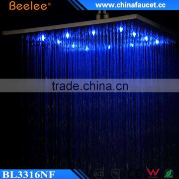 16 Inch Bathroom Mix Water Saving Square LED Rain Shower Head