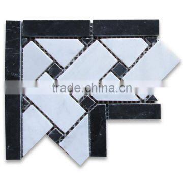 Black and white marble mosaic for corners