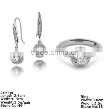 SZZ-S03 925 Silver Jewelry Set Drop Earring and Ring Women's Fashion Simple Design