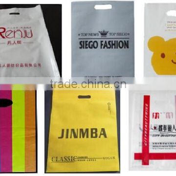 Affordable printed customized die cut plastic garment bag/customer logo