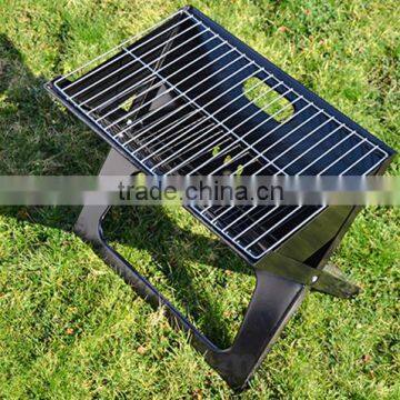 X shaped portable notebook charcoal bbq grill