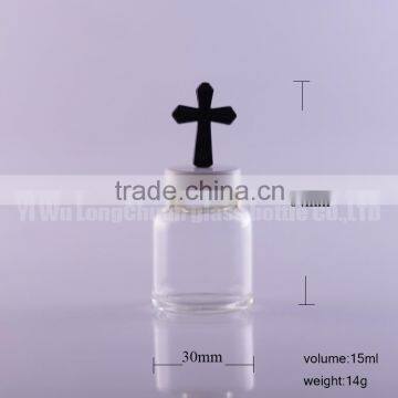 15ml glass bottle with plastic crucifix shaped top