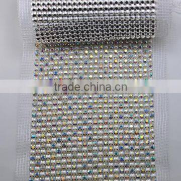 24 row crystal rhinestone mesh trimming with SS 18 stones in silver plating,MOQ:1yard