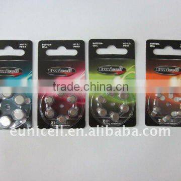 1.4v Zinc Air battery button cell battery(A10,A13,A675,A312) from Eunicell brand