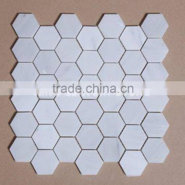 century design polished marble oriental white hexagon mosaic floor tile