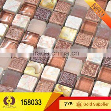 Wall decoration bathroom tile design crystal glass mosaic (158033)