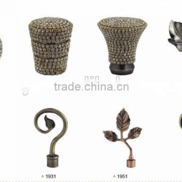 Curtain rod end cap decorative curtain rods leaf finial