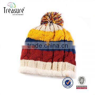 Factory Wholesale Many colors knitted 100% raccoon fur pom pom cashmere beanie hats