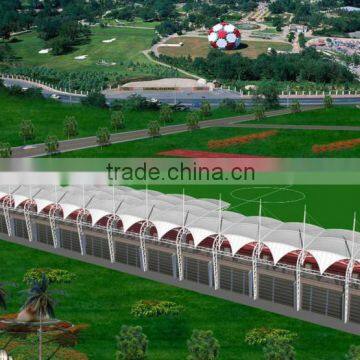 PTFE environmental tent membrane structure for sports stand with 30 years guaranty