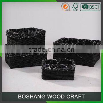 Custom Cottom Fabric Lining Antique Laundry Basket photo-4