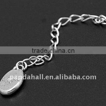 Brass End Chains, with Tibetan Style Pendants, Nickel Color, Brass Side Twist Chains: 3.4x1.4mm(FIND-JF00015)