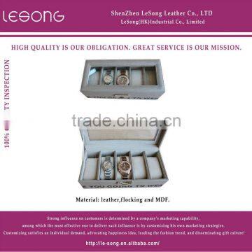 High Quality Faux Leather Watch Box For 5 watches/MDF watch case