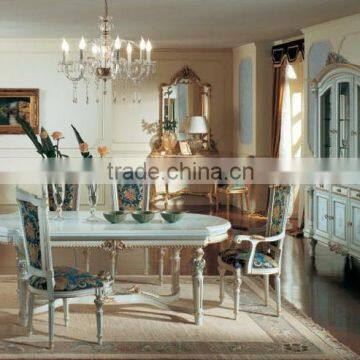 French Italian Luxury Antique Dining Room Set Furniture NFDT03