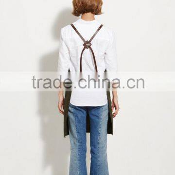 Hign Quality Barista Apron, Work Apron ,Navy Canvas With Black Leather Strap Apron photo-6