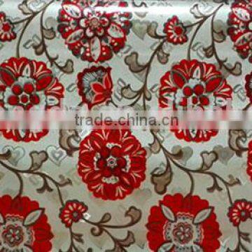 Golden Embossed Pvc Tablecloth in Roll New Design With Red Flowers photo-6
