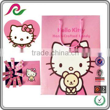 Folding pink gift box with lovely kitty picture for packaging lollipop