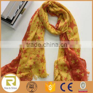 Wholesale 100% Polyester Stars Printed Fringed Shawl Scarf photo-6