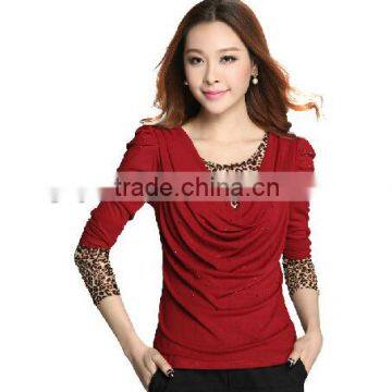 Fashion leopard print women T-shirt / leopard print t-shirt