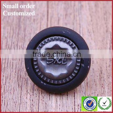 Decorative tow part metal gun with palstic bulk embossed black jeans buttons