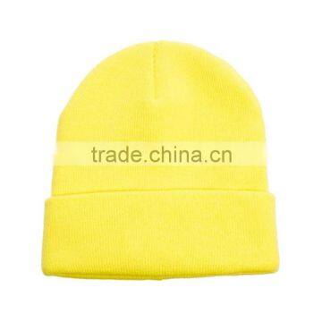 Good Quality Customized Knitted Yellow Wool Beanie Hat