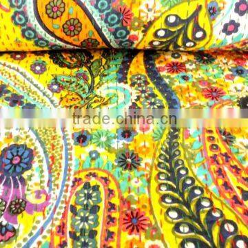 RTHKG-9 Designer Paisley Printed Cotton Fabric Vintage Bedspread Wholesaler Handmade Stitching Gudri Throw Kantha Jaipur photo-5