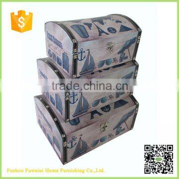 Retro Vintage Pattern Popula Antique Wooden Storage Trunk photo-5