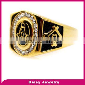 factory bulk sale custom design gold plated stainless steel masonic rings