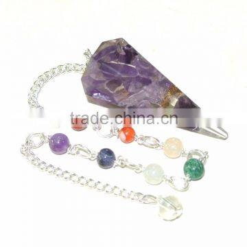 Wholesale Of Orgone Chakra Pendulum : ORGONE AMETHYST CHAKRA CHAIN PENDULUM