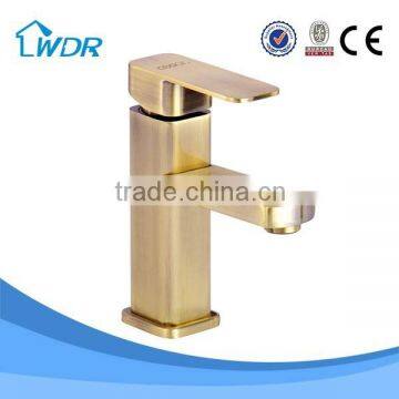 color gold plated square temperature copper hotel basin faucet