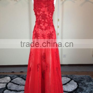 (JBH2016-8) MARRY YOU Real Sample Red Lace Evening Dress 2016