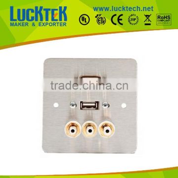 SVGA, USB A and 3 x RCA Wall Plate. Metal Faceplate (Solder Connectors)