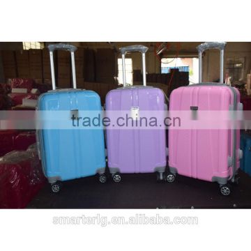 4 wheels plastic zip frame trave trolley luggage case