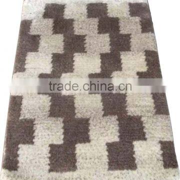 Hand Woven 100% Wool Shag Rugs Modern Design Cream/Brown Colour