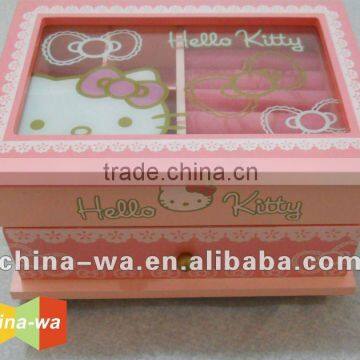 MDF jewelry cosmetic box pretend play toys with mirror