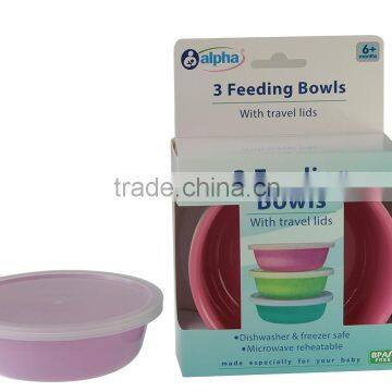 3 Feeding Bowls with Travelling Lid