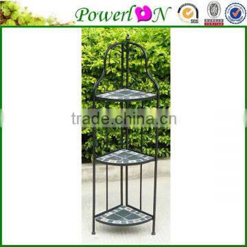 Sale Antique Wrough Iron 3 Tier Mosaic Corner Plant Pot Garden Flower Shelf For Home Garden Backyard I23M TS05 X00 PL08-5704