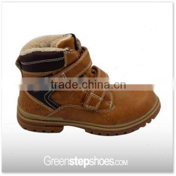 PU upper kids hook and loop winter boots