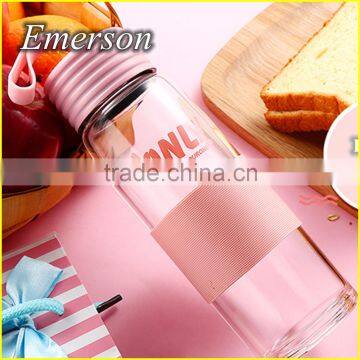 New Design Sport Water Bottle Portable Travel Juice Cup Leak proof with Silicone Cover Gift wholesale