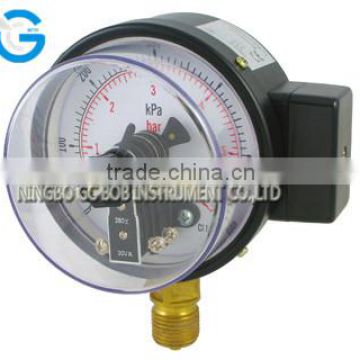 High quality black steel magnetic electrical contact pressure gauge