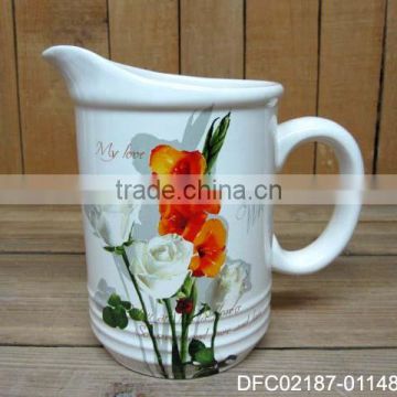 Hot Sell Decal Printed Ceramic Milk Pitcher